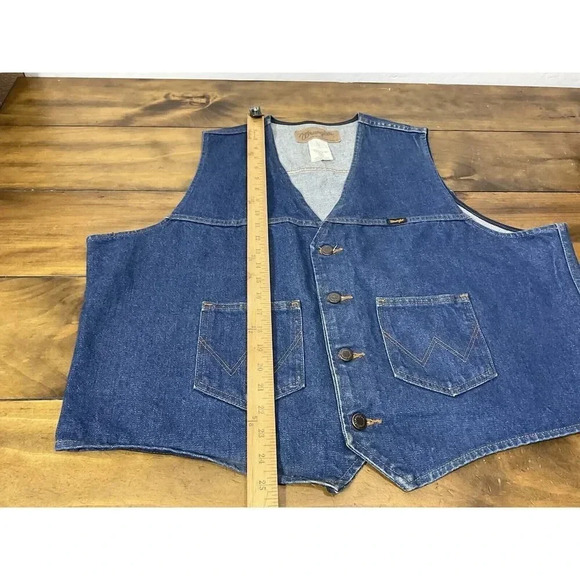 Vintage Wrangler Western Unlined Cowboy Ranch Denim Vest Size 2XL - Picture 4 of 6